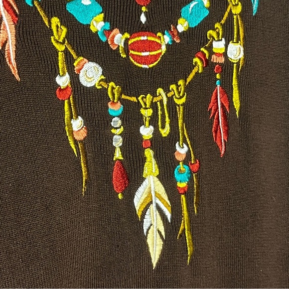 Bob Mackie Wearable Art Dress Women Medium Brown Embroidered Midi Slits NWT - Picture 5 of 9